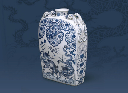 認識元青花瓷專題——形紋設計⑤ 元代青花四方扁壺的設計